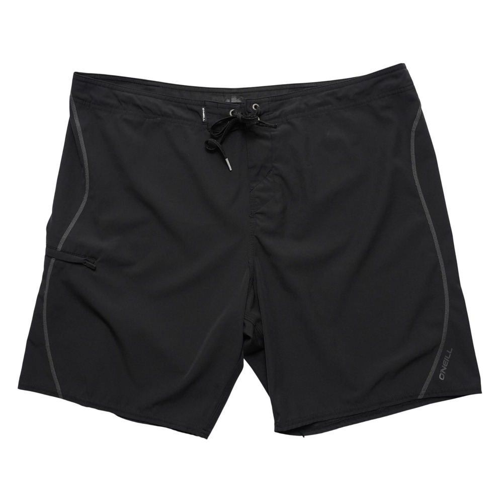O'Neill Board Shorts Men Size 40 Black Zip Pocket Drawstring Stretch Swim Trunks